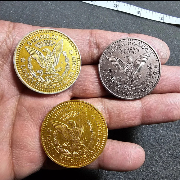 Vintage READER'S DIGEST LUCKY SWEEPSTAKES Coin Tokens Lot of 3 - Picture 1 of 5